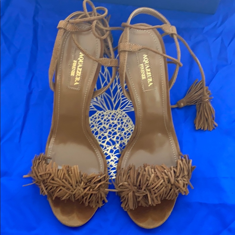 Aquazzura Wild Thing suede sandals cognac size 39 - Picture 2 of 7